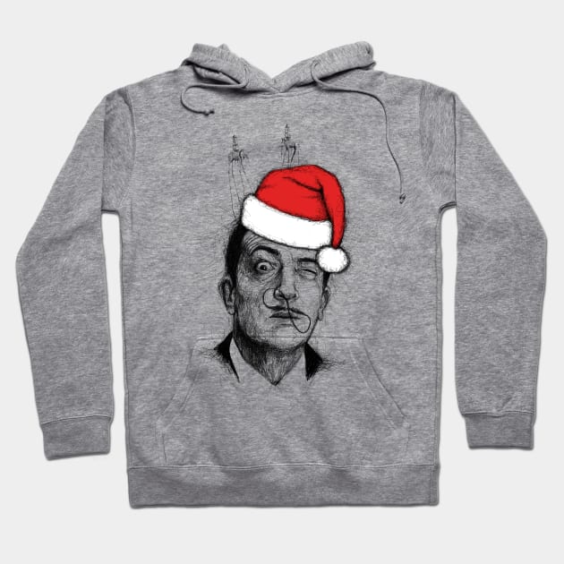 Christmas Salvador Dali. Scribble Art Hoodie by Gorskiy